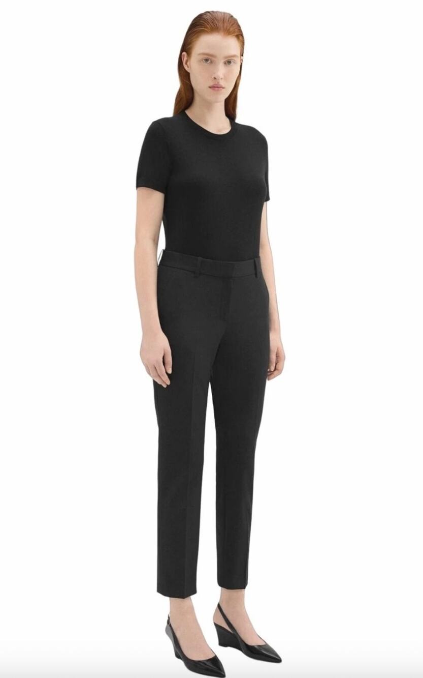 Theory Treeca 2 New Bistretch Pants Size 8 Cropped Midrise Slim Straight Office